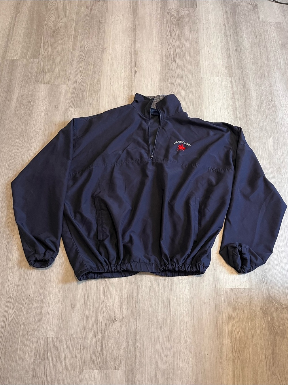 Men's Navy Quarter-Zip Windbreaker with Red Logo